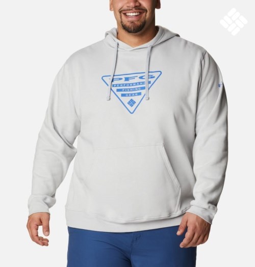 Men's Columbia PFG Triangle II Hoodie White | Plus Size CA-M8C13